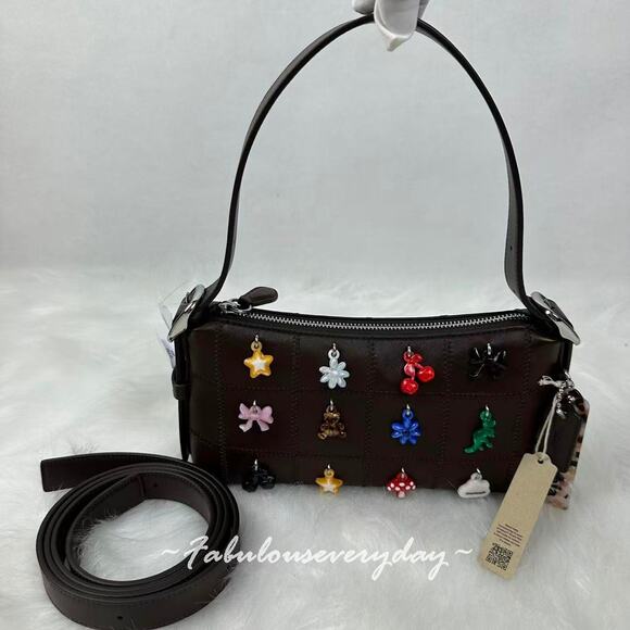 Coach Alter/Ego Small Slouchy Shoulder Bag In Checkerboard Upcrafted Leather NWT - Picture 2 of 12